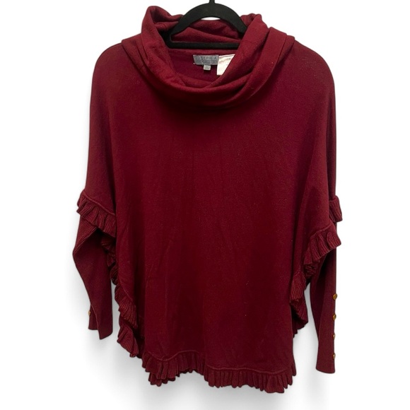 JOSEPH A Cowl Neck Long Sleeve “Poncho” Sweater in maroon size large - Picture 1 of 11